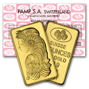 A 10 Troy Ounce Gold Bar from PAMP Suisse